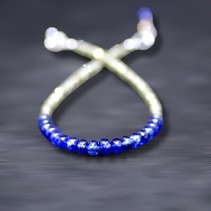 Natural Green and Blue Sapphire Bracelet Solid 14K White Gold 7" - 7.5"